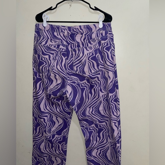 ZARA Purple Psychedelic High Waisted Straight Jeans - Picture 7 of 8